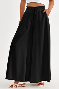 Wide Leg High Waisted Flowy Pockets Palazzo Pants