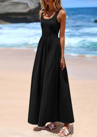 PRETTYGARDEN Womens Summer Casual Scoop Neck Sleeveless Long Dresses Tank Top Patchwork Aline Swing Maxi Dress with Pockets