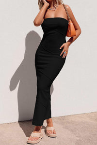 Ribbed Maxi Bodycon Summer Strapless Tube Y2K Party Club Long Dress