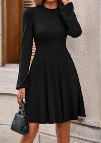 PRETTYGARDEN Womens Long Sleeve Mini Dress Fall Crewneck Ribbed Knit Soft A Line Flowy Casual Short Dresses with Pockets