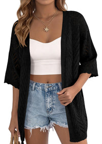 PRETTYGARDEN Summer Cardigan Sweaters for Women Lightweight  Short Sleeve Knit Coverup Spring Beach Vacation Clothes PRETTYGARDEN