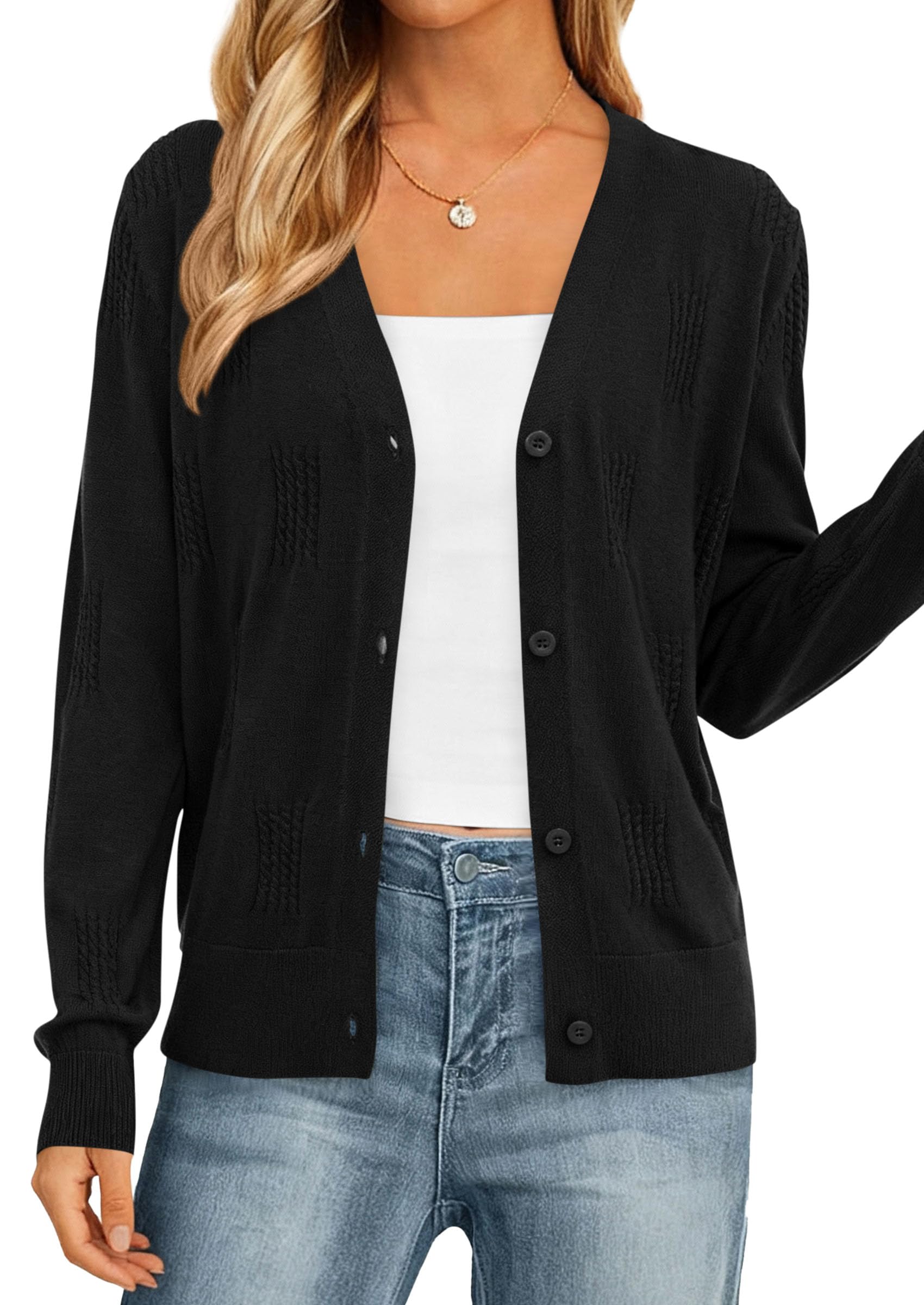 PRETTYGARDEN Women's Soft Winter Cardigan Sweaters Lightweight Knit Button Up Shrug Fall Sweater Tops PRETTYGARDEN