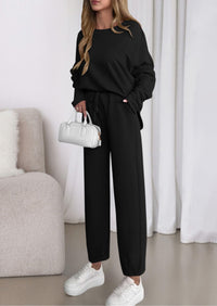 PRETTYGARDEN Womens 2 Piece Matching Lounge Sets Fall Long Sleeve Boatneck Sweatsuit Drawstring Sweatpants Pockets