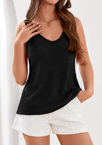 PRETTYGARDEN Women Summer Tank Tops Basic Sleeveless V Neck Light Sweater Vest Knit Crop Top Beach Vacation Clothes PRETTYGARDEN