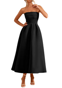 PRETTYGARDEN Cocktail Dresses for Women Summer Formal Elegant Tube Top Strapless Spring Wedding Guest Party Midi Dress PRETTYGARDEN