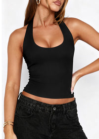 PRETTYGARDEN Women's Summer Halter Tank Tops Y2K Sleeveless Slim Fitted Backless Shirts Going Out Spring Workout Clothes PRETTYGARDEN