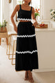 2 Piece Summer Casual Sleeveless Cropped Tank Top High Waisted Maxi Skirt Set