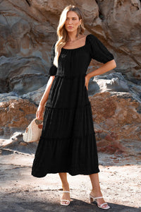 Casual Maxi Dresses Summer Short Sleeve Off The Shoulder Ruffle Tiered Flowy Boho Party Beach Long Dress