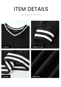 PRETTYGARDEN Women's Oversized Sweatshirts Casual Long Sleeve Stripes Knit V Neck Pullover Top Fall Teens Preppy Clothes