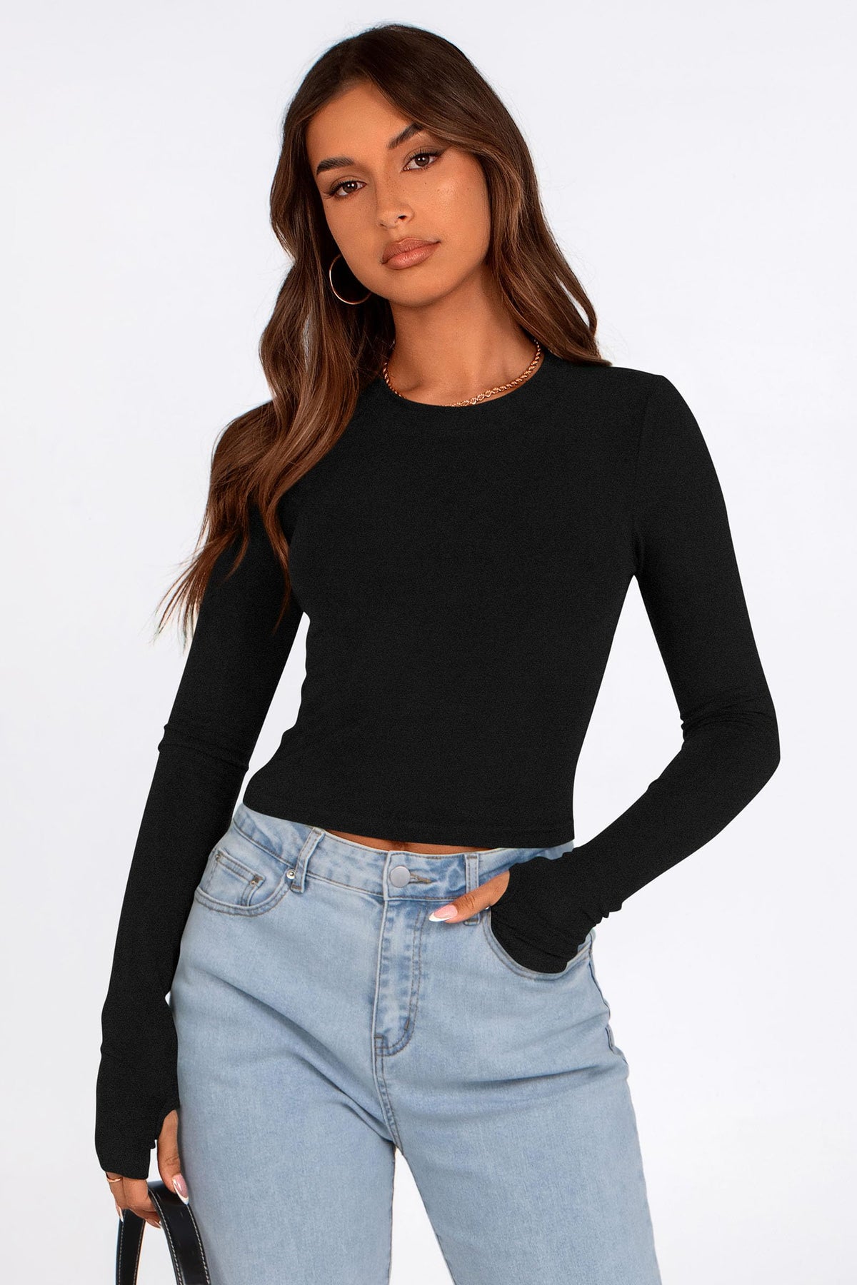 Long Sleeve Crop Tops Y2K Fashion Clothes Basic Slim Fit Tee Shirts Blouse