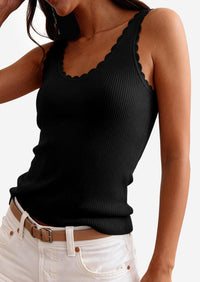 PRETTYGARDEN Womens Summer Sleeveless Tank Tops V Neck Ruffle Lightweight Ribbed Knit Shirt Casual Going Out Top PRETTYGARDEN