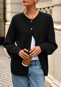 PRETTYGARDEN Fall Long Sleeve Cardigans for Women Trendy Open Front Winter Button Down Crewneck Soft Knit Sweater Jacket