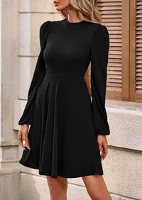 PRETTYGARDEN Womens Long Sleeve Mini Dress Fall Crewneck Ribbed Knit Soft A Line Flowy Casual Short Dresses with Pockets