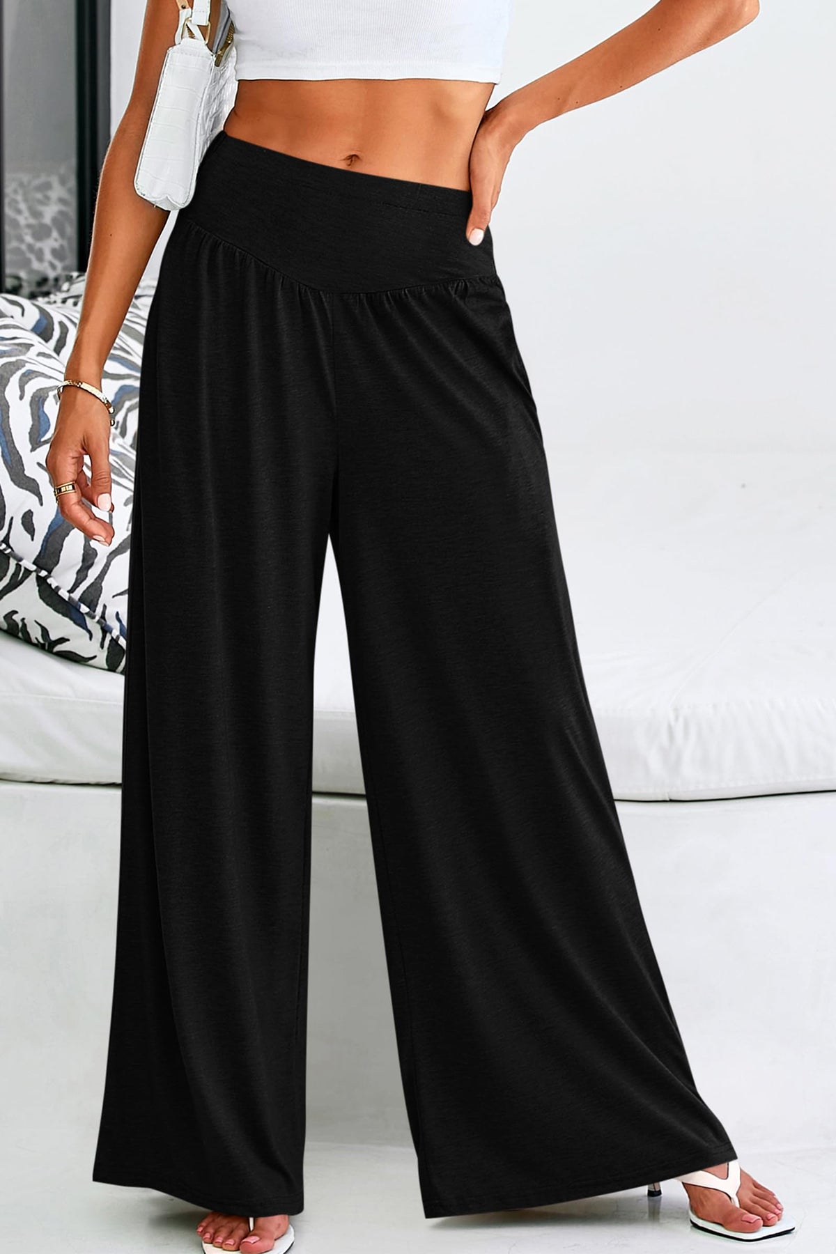 High Waisted Flowy Palazzo With Pockets