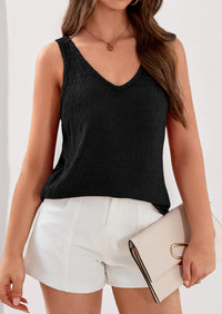 PRETTYGARDEN Women Summer Tank Tops Basic Sleeveless V Neck Light Sweater Vest Knit Crop Top Beach Vacation Clothes PRETTYGARDEN