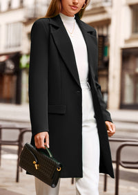 PRETTYGARDEN Women's Spring Fall Long Blazer Jackets Long Sleeve Lapel Pockets Loose Fit Work Casual Blazers Outerwear