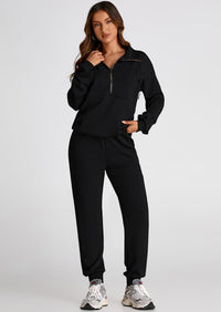 PRETTYGARDEN Long Sleeve Half Zip Sweatsuits Women 2 Piece Outfit Spring Casual Sweatshirt Sweatpants Lounge Set Tracksuit
