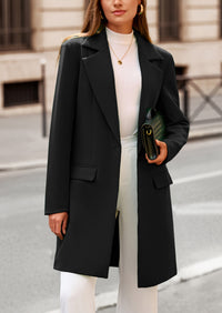 PRETTYGARDEN Women's Spring Fall Long Blazer Jackets Long Sleeve Lapel Pockets Loose Fit Work Casual Blazers Outerwear