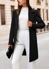 PRETTYGARDEN Women's Spring Fall Long Blazer Jackets Long Sleeve Lapel Pockets Loose Fit Work Casual Blazers Outerwear