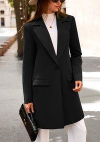 PRETTYGARDEN Women's Spring Fall Long Blazer Jackets Long Sleeve Lapel Pockets Loose Fit Work Casual Blazers Outerwear