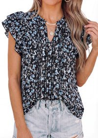 PRETTYGARDEN Womens Summer Boho Tops Trendy 2026 V Neck Flutter Short Sleeve Floral Casual Dressy Blouses Shirts Spring Clothes PRETTYGARDEN