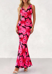 PRETTYGARDEN Women's Summer Cowl Neck Floral Maxi Dress Sleeveless Bodycon Beach Vacation Long Party Wedding Guest Dresses PRETTYGARDEN