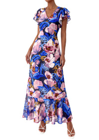 PRETTYGARDEN Wedding Guest Dresses for Women 2026 Spring Summer Short Sleeve Ruffle V Neck Floral Flowy Beach Maxi Long Dress PRETTYGARDEN