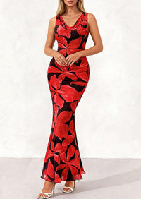 PRETTYGARDEN Women's Summer Cowl Neck Floral Maxi Dress Sleeveless Bodycon Beach Vacation Long Party Wedding Guest Dresses PRETTYGARDEN