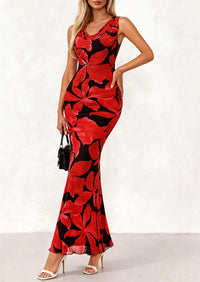 PRETTYGARDEN Women's Summer Cowl Neck Floral Maxi Dress Sleeveless Bodycon Beach Vacation Long Party Wedding Guest Dresses PRETTYGARDEN