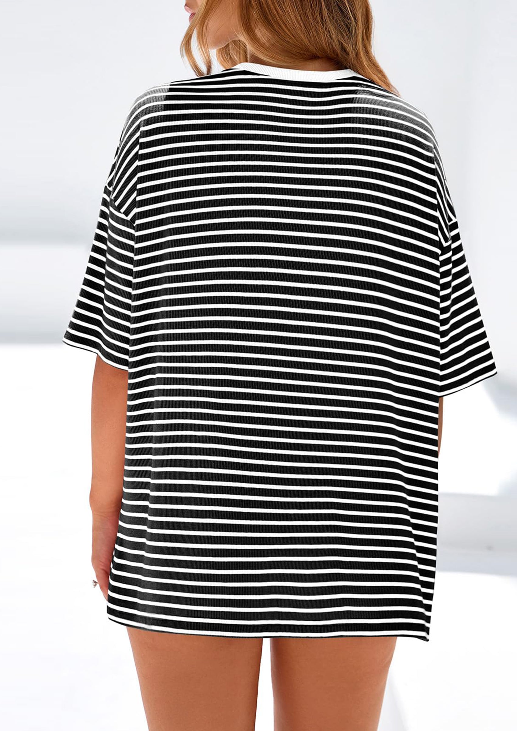 PRETTYGARDEN Womens Oversied Cute Tops Casual Striped Short Sleeve Shirt Women Trendy Spring Fashion Basic Tees Blouse PRETTYGARDEN