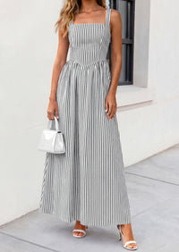 PRETTYGARDEN Women's Maxi Striped Dress Summer Sleeveless Square Neck Smocked A Line Long Flowy Spring Vacation Sundress PRETTYGARDEN