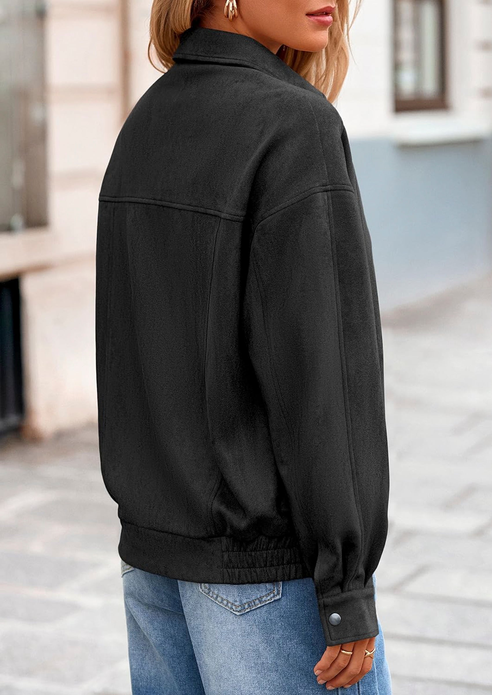 PRETTYGARDEN Women's Faux Suede Motorcycle Jacket Trendy Fall Fashion Oversized Zip Up Coats Winter Clothes Outerwear