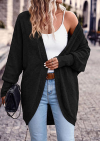 PRETTYGARDEN Batwing Long Sleeve Lightweight Cardigan Sweaters for Women Batwing Sleeve Long Cardigans Loose Fit Soft Ribbed Knit Light Weight Sweater Early Fall Fashion Streetwear Travel Outfits
