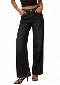 PRETTYGARDEN Women's Wide Leg Jeans High Waisted Stretchy Baggy Seamed Front Denim Palazzo Pants Summer Fashion Clothes