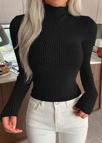 PRETTYGARDEN Long Sleeve T Shirts for Women Fall Fashion Mock Neck Fitted Ribbed Tee Tops Casual Basic Winter Clothing