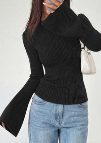 PRETTYGARDEN Sweaters for Women Lightweight Mock Neck Bell Long Sleeve Fitted Tops Ribbed Pullover Fall Fashion Clothing