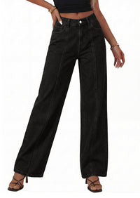 PRETTYGARDEN Women's Wide Leg Jeans High Waisted Stretchy Baggy Seamed Front Denim Palazzo Pants Summer Fashion Clothes