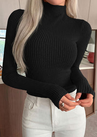 PRETTYGARDEN Long Sleeve T Shirts for Women Fall Fashion Mock Neck Fitted Ribbed Tee Tops Casual Basic Winter Clothing