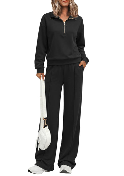 PRETTYGARDEN Women's Lounge Sets 2 Piece Outfits Sweatsuits | Half Zip Pullover Sweatshirts, Wide Leg Pants Pockets, Matching Workout Tracksuits, Airport Travel Resort Wear, Fall Clothes
