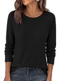 PRETTYGARDEN Womens Long Sleeve Shirts Waffle Knit Lightweight Fall Tops | Crewneck Loose Fit Curvy Hem Pullover Top, Soft Comfy Cute Tee Shirt, Dressy Casual Office Work Outfits, Fashion Clothing