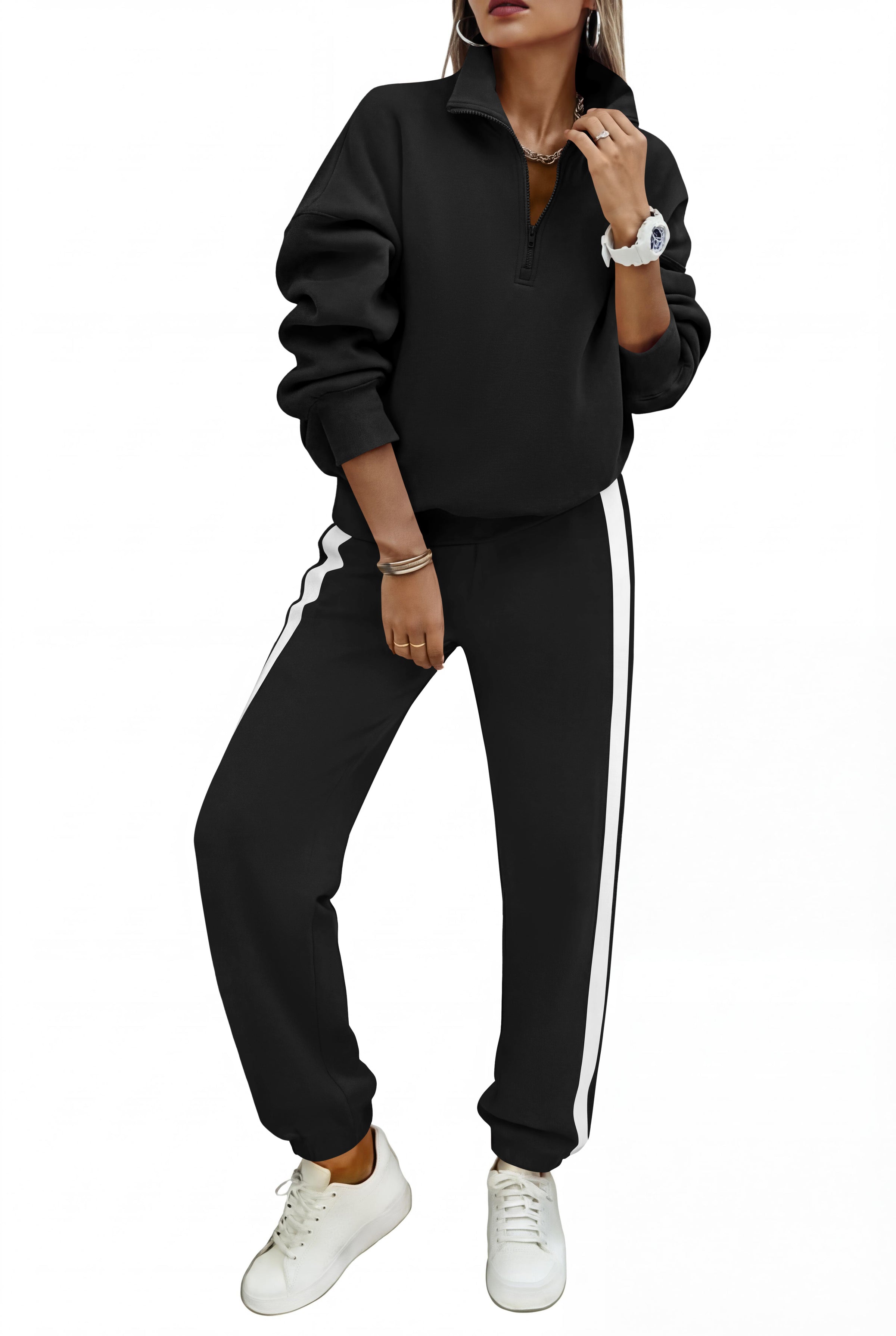 PRETTYGARDEN Womens Sweatsuits 2 Piece Outfits Fall Half Zip Sweatshirts Jogger Tracksuit Set Lounge Travel Matching Clothes