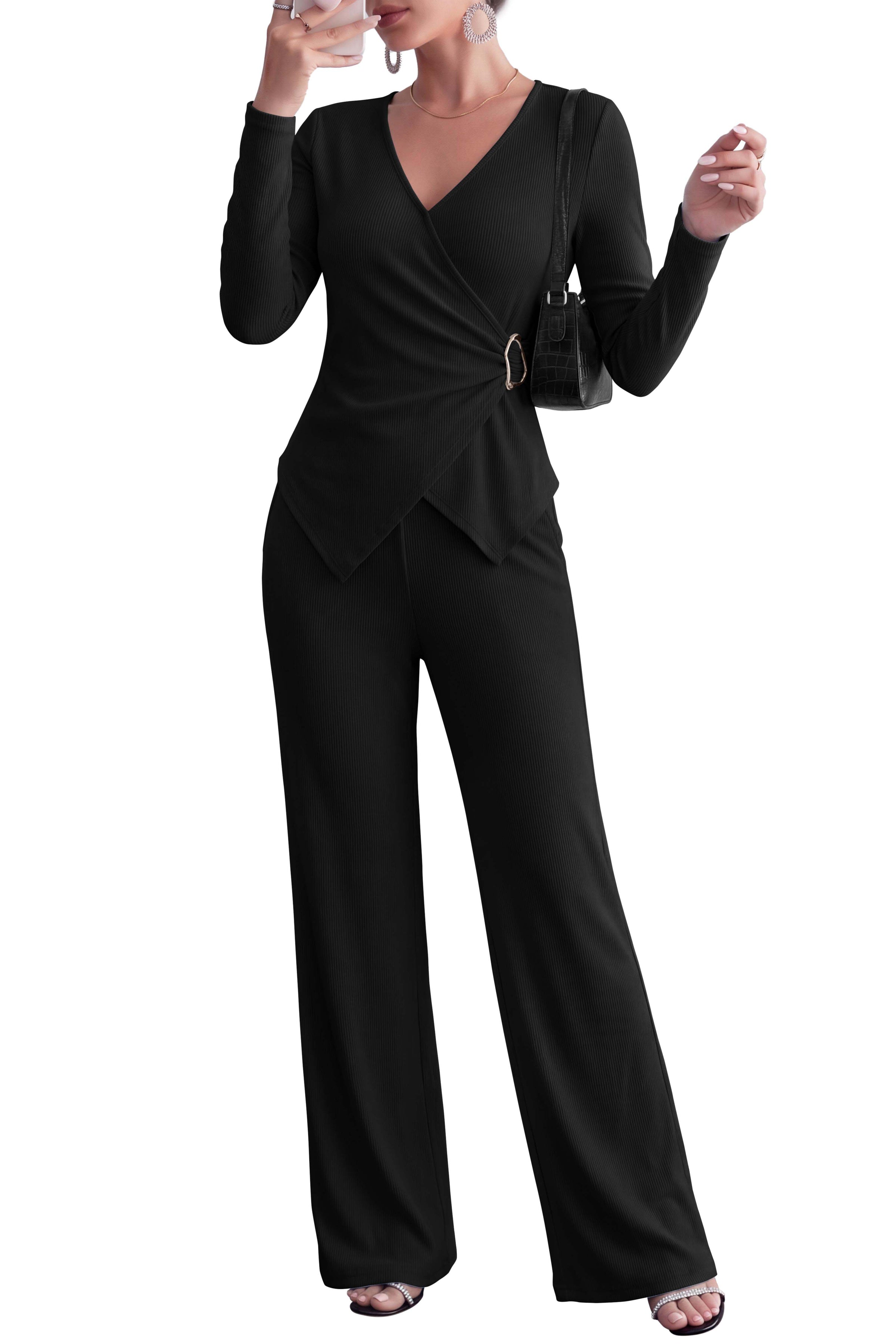 PRETTYGARDEN Women Fall 2 Piece LoungeWear Pant Sets