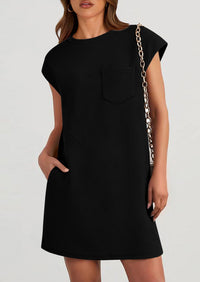 PRETTYGARDEN Women's Summer Short T Shirt Dress Cap Sleeve Crew Neck Casual Loose Basic Mini Dresses