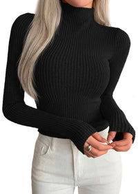 PRETTYGARDEN Long Sleeve T Shirts for Women Fall Fashion 2026 Mock Neck Fitted Ribbed Tee Tops Casual Basic Winter Clothing