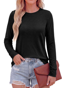 PRETTYGARDEN Long Sleeve Tshirts Shirts for Women Clothing Fall Fashion 2026 Basic Tees Casual Blouses Crew Neck Winter Tops