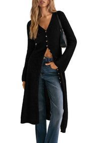 PRETTYGARDEN Women Long Cardigan Bell Sleeve Sweater Dress  Early Fall Fashion, V Neck Button Down Coats, Fit and Flare, Duster Sweater, Business Casual Outfits, Acrylic Cotton Blend