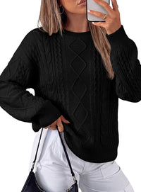PRETTYGARDEN Womens Cable Knit Sweater Crewneck Pullover | Soft Ribbed Cuffs,Relaxed Fit Long Sleeve Sweaters,Chunky Diamond,Warm Layering,Comfy Daily Wear,Fall Winter Going out Top
