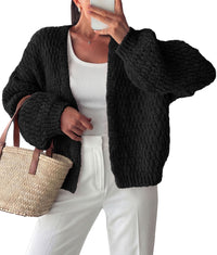 PRETTYGARDEN Women's Fall Cardigan Open Front Chunky Sweaters | Cozy Stretchy Knitwear, Long Sleeve Drop Shoulder, Loose Fit Crochet Jacket, Trendy Holiday Outfits, Warm Winter Clothing