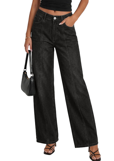 PRETTYGARDEN Women's Wide Leg Jeans High Waisted Stretchy Baggy Seamed Front Denim Palazzo Pants 2026 Summer Fashion Clothes