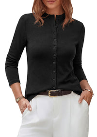 PRETTYGARDEN Womens Fall Lightweight Knit Cardigan Sweater | Button Down Long Sleeve Crew Neck,Soft Ribbed Knit Slim Fit,Business Casual Going Out Travel Outfits,Fashion Clothing 2026